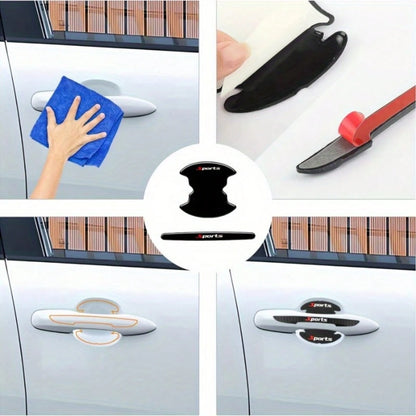 8Pcs Sports Car Door Handle Scratch Protection Stickers, Protective Film For Most Vehicles, Car Paint Protection