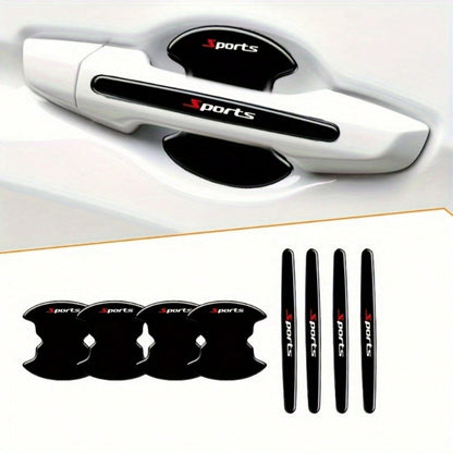 8Pcs Sports Car Door Handle Scratch Protection Stickers, Protective Film For Most Vehicles, Car Paint Protection