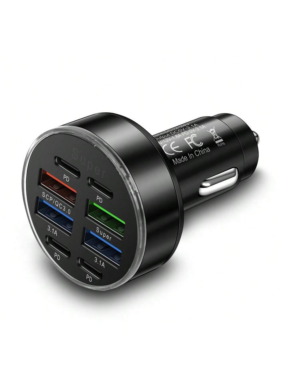 8Ports Universal Super Fast Charging Conversion Plug Multifunctional Mobile Phone Car Charger 4 USB 4 PD Car Charger For IPhone 15 Pro Max 14 Plus 13 12 11