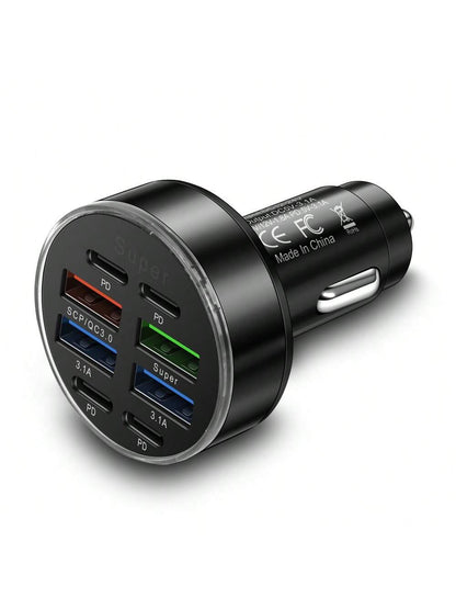 8Ports Universal Super Fast Charging Conversion Plug Multifunctional Mobile Phone Car Charger 4 USB 4 PD Car Charger For IPhone 15 Pro Max 14 Plus 13 12 11
