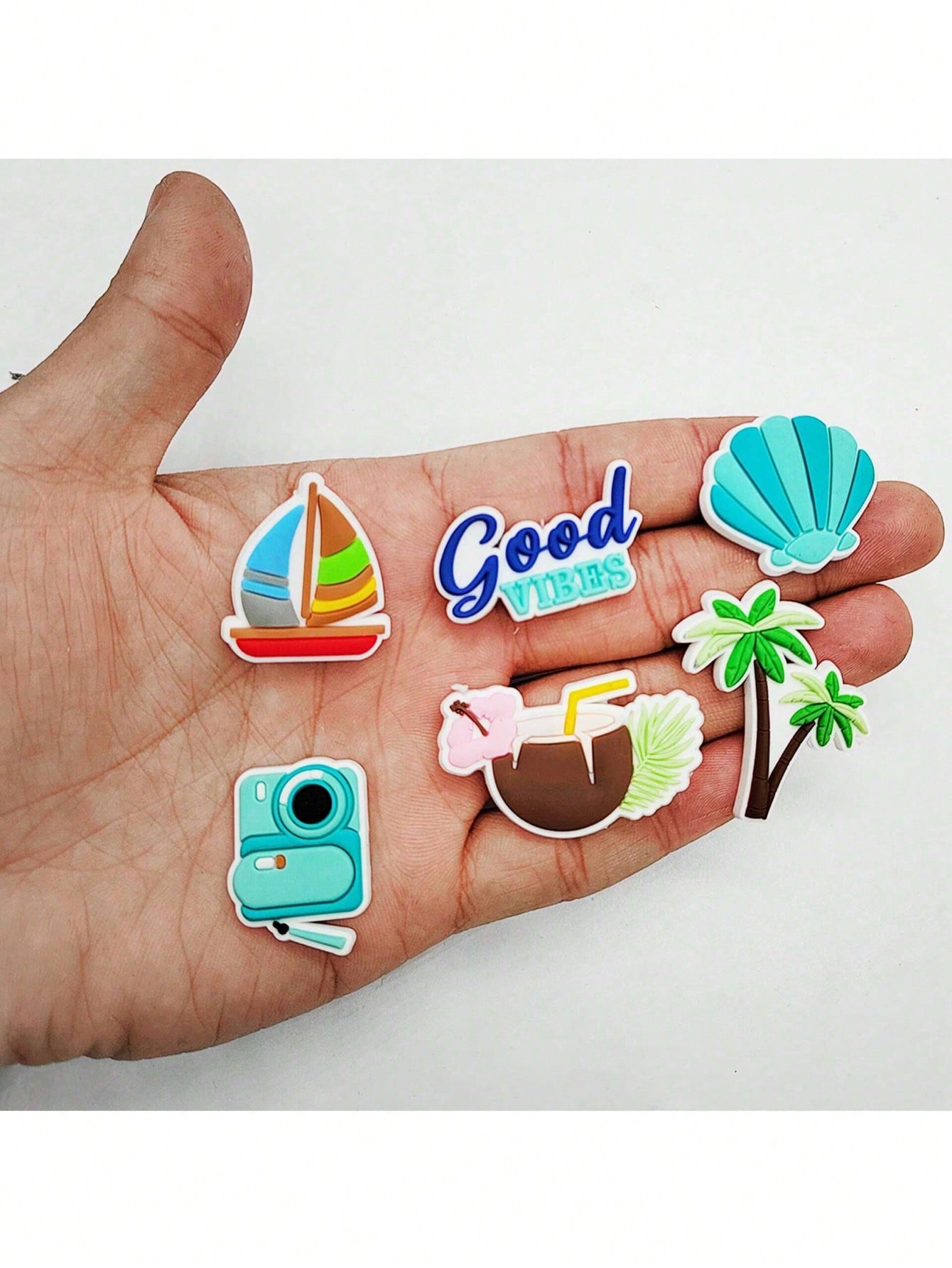9/13/14pcs Tropical Beach Themed PVC Bag Charms, Pendants, Shoe Decorations| 14pcs Marine Life Decor Accessories| PVC Material| Detachable DIY| Shoe Decoration Accessories| Summer Gift| Creative