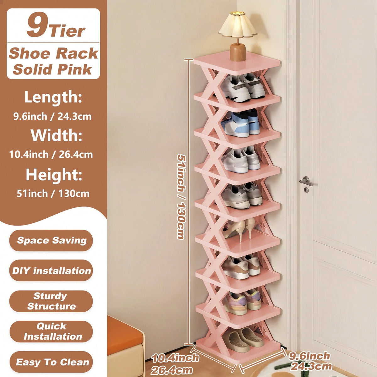 9/6 Tier Vertical Shoe Stand Space Saving Narrow Shoe Rack, Small Shoe Shelf, DIY Free Standing Shoes Storage Organizer For Entryway, Closet, Hallway, Easy Assembly And Stable In Structure, Black & Wh