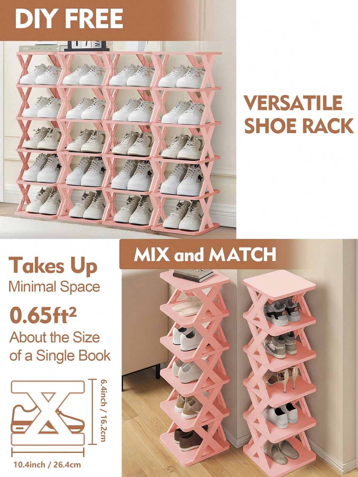 9/6 Tier Vertical Shoe Stand Space Saving Narrow Shoe Rack, Small Shoe Shelf, DIY Free Standing Shoes Storage Organizer For Entryway, Closet, Hallway, Easy Assembly And Stable In Structure, Black & Wh