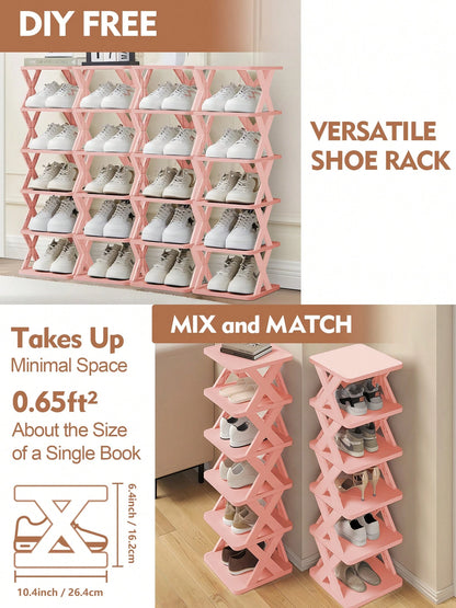 9/6 Tier Vertical Shoe Stand Space Saving Narrow Shoe Rack, Small Shoe Shelf, DIY Free Standing Shoes Storage Organizer For Entryway, Closet, Hallway, Easy Assembly And Stable In Structure, Black & Wh