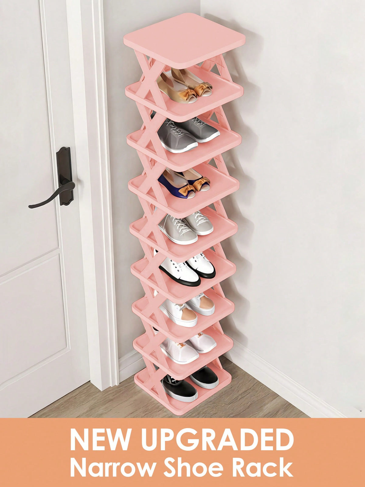 9/6 Tier Vertical Shoe Stand Space Saving Narrow Shoe Rack, Small Shoe Shelf, DIY Free Standing Shoes Storage Organizer For Entryway, Closet, Hallway, Easy Assembly And Stable In Structure, Black & Wh