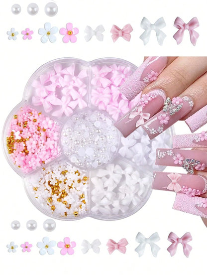 95pcs Y2K 3D Nail Art Decoration Set, Includes Rhinestones, Faux Pearls, Rhinestones: 20pcs Thick Butterfly Decor, Sexy Bow Decor, Heart Decor And 3D Flower Decor, Suitable For Y2K Nail Art Decoration