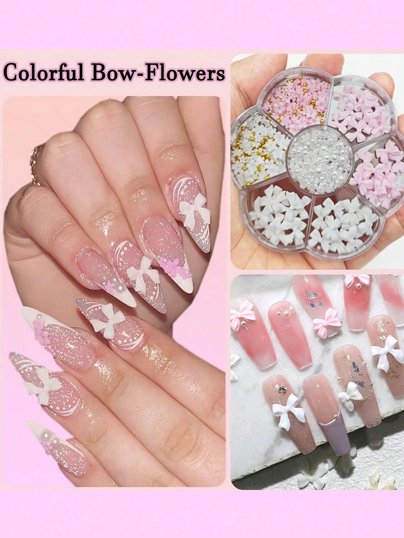 95pcs Y2K 3D Nail Art Decoration Set, Includes Rhinestones, Faux Pearls, Rhinestones: 20pcs Thick Butterfly Decor, Sexy Bow Decor, Heart Decor And 3D Flower Decor, Suitable For Y2K Nail Art Decoration