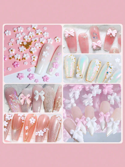 95pcs Y2K 3D Nail Art Decoration Set, Includes Rhinestones, Faux Pearls, Rhinestones: 20pcs Thick Butterfly Decor, Sexy Bow Decor, Heart Decor And 3D Flower Decor, Suitable For Y2K Nail Art Decoration