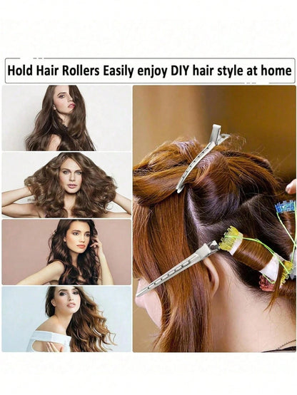 96/48/24pcs Assorted Hair Clips- Alligator Clips Suitable For Long Curly And Thick Hair; 24pcs Duck Clips For Women; Black Metal Salon Hair Clips; Curling Clips; Hair Rollers; Back To School Essentia