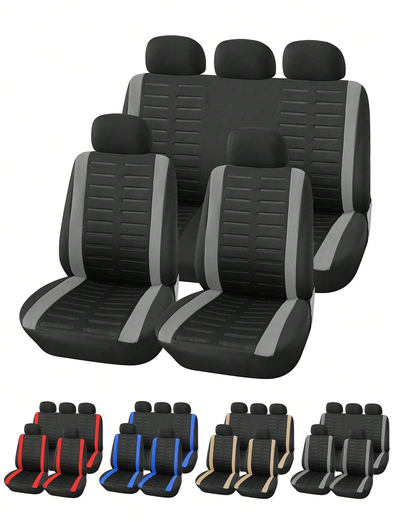 9pcs/4pcs Full Set Car Seat Covers Front Seats And Rear Bench Polyester Car Seat Protector| Airbag Compatible For Cars And