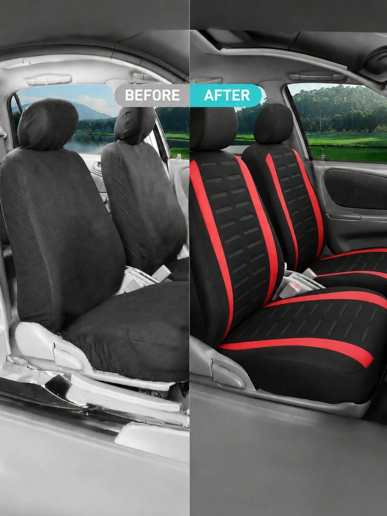 9pcs/4pcs Full Set Car Seat Covers Front Seats And Rear Bench Polyester Car Seat Protector| Airbag Compatible For Cars And