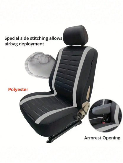 9pcs/4pcs Full Set Car Seat Covers Front Seats And Rear Bench Polyester Car Seat Protector| Airbag Compatible For Cars And