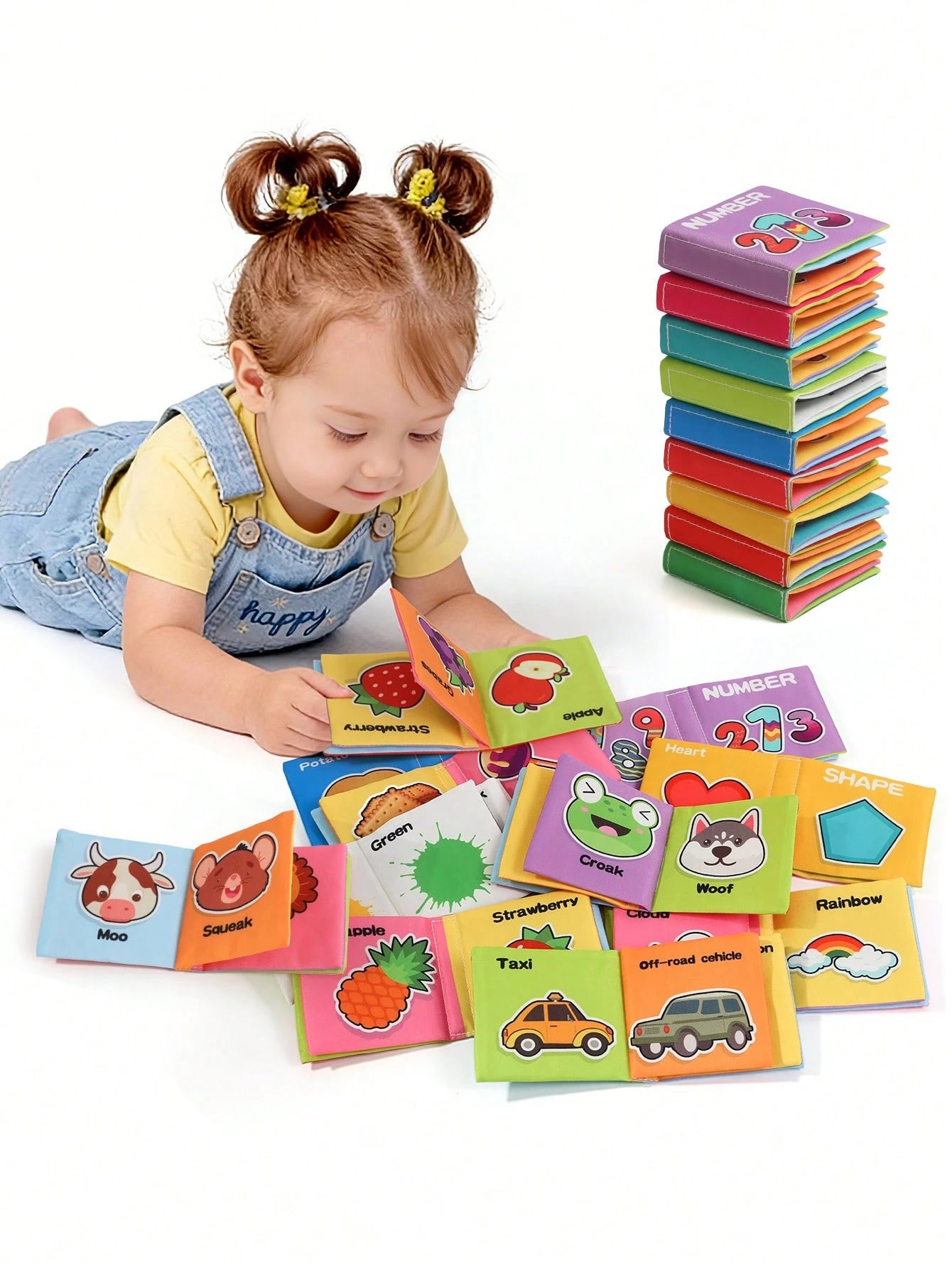 9pcs Baby Early Education Sensory Touch Fabric Palm Books, Montessori Multi-Theme Cognitive Tear-Resistant Washable Cloth Books, Suitable For Back To School, Halloween, Christmas, Children's Day Gifts