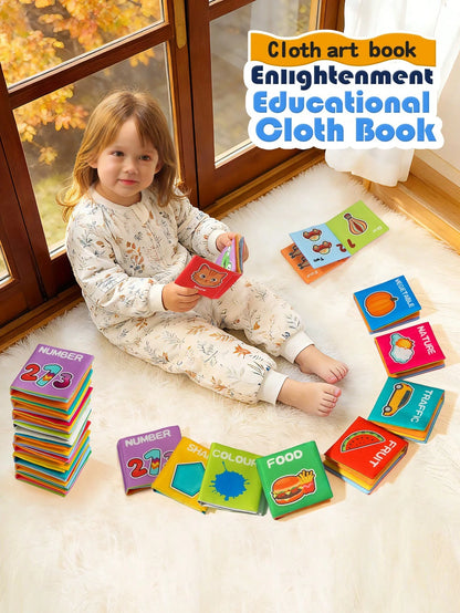 9pcs Baby Early Education Sensory Touch Fabric Palm Books, Montessori Multi-Theme Cognitive Tear-Resistant Washable Cloth Books, Suitable For Back To School, Halloween, Christmas, Children's Day Gifts