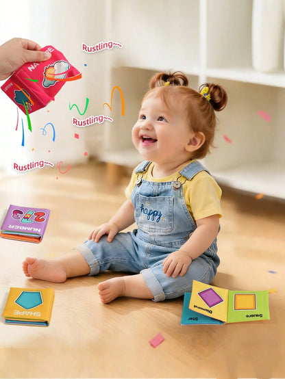 9pcs Baby Early Education Sensory Touch Fabric Palm Books, Montessori Multi-Theme Cognitive Tear-Resistant Washable Cloth Books, Suitable For Back To School, Halloween, Christmas, Children's Day Gifts