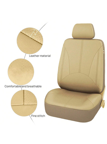 9pcs PU Leather Universal Car Seat Cover 5 Seats Waterproof Cushion, Car Seat Cover Full Set, Car Accessories, SN1702
