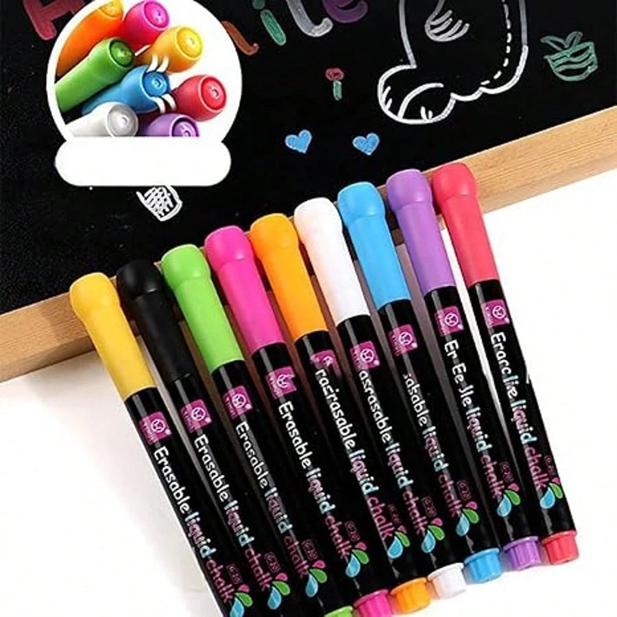 9PCS Yunai Liquid Chalk Markers, Neon Colored Chalk Pens For Chalkboard And Glass, Fine Tip Erasable Chalkboard Pencils For Menu Board, Window Signs,School Supplies,Back To School