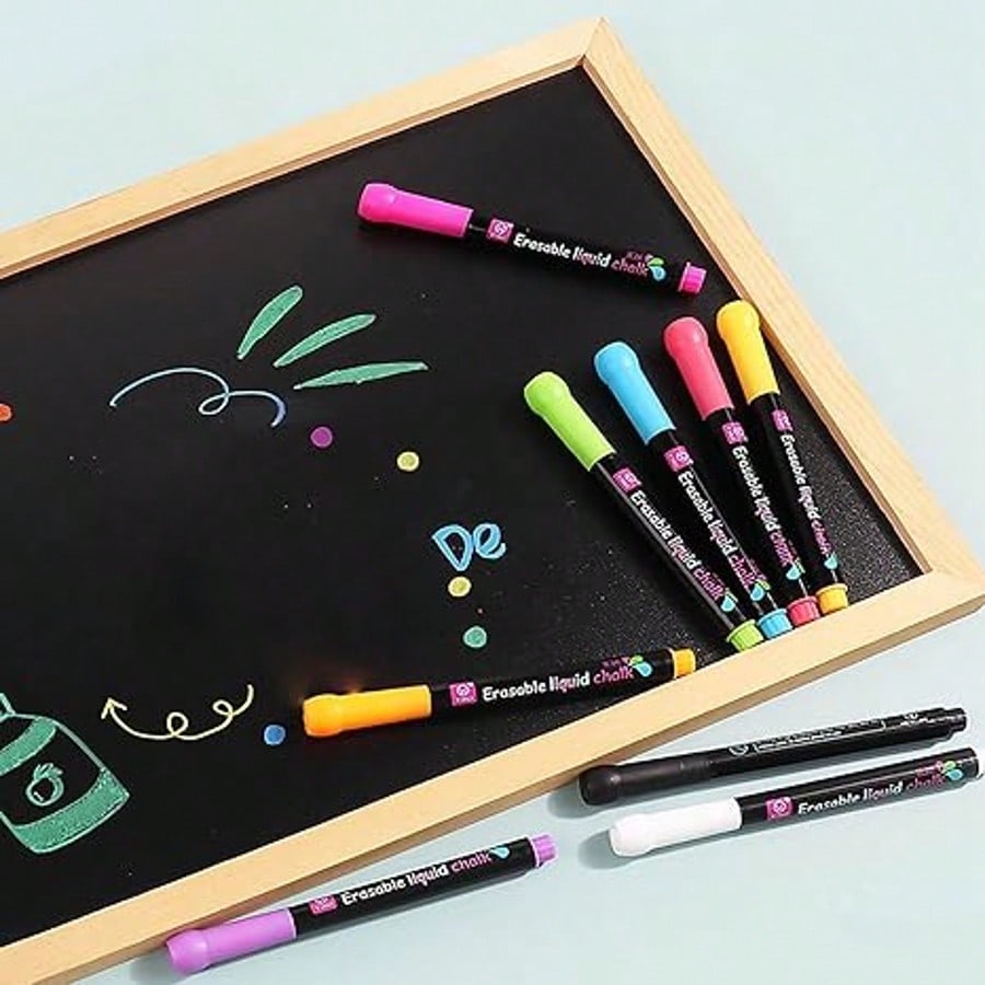 9PCS Yunai Liquid Chalk Markers, Neon Colored Chalk Pens For Chalkboard And Glass, Fine Tip Erasable Chalkboard Pencils For Menu Board, Window Signs,School Supplies,Back To School