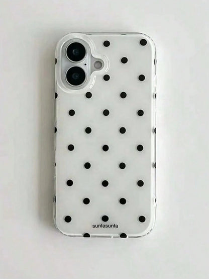 A Fashionable Phone Case, Minimalist And Cute Design, Black And White Polka Dot Pattern, Suitable For IPhone 11 To 17 Series, Including Pro Max Versions.