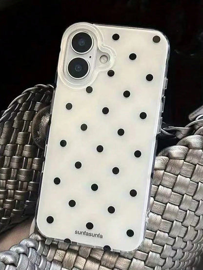 A Fashionable Phone Case, Minimalist And Cute Design, Black And White Polka Dot Pattern, Suitable For IPhone 11 To 17 Series, Including Pro Max Versions.