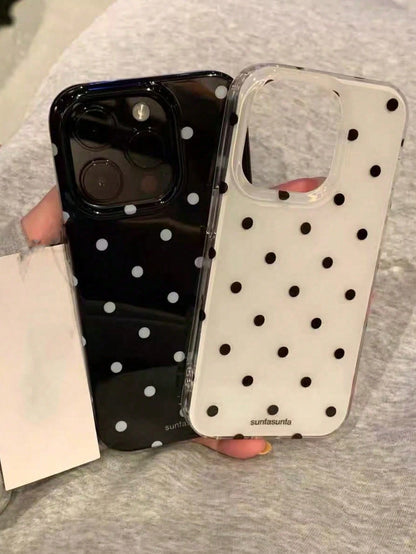 A Fashionable Phone Case, Minimalist And Cute Design, Black And White Polka Dot Pattern, Suitable For IPhone 11 To 17 Series, Including Pro Max Versions.