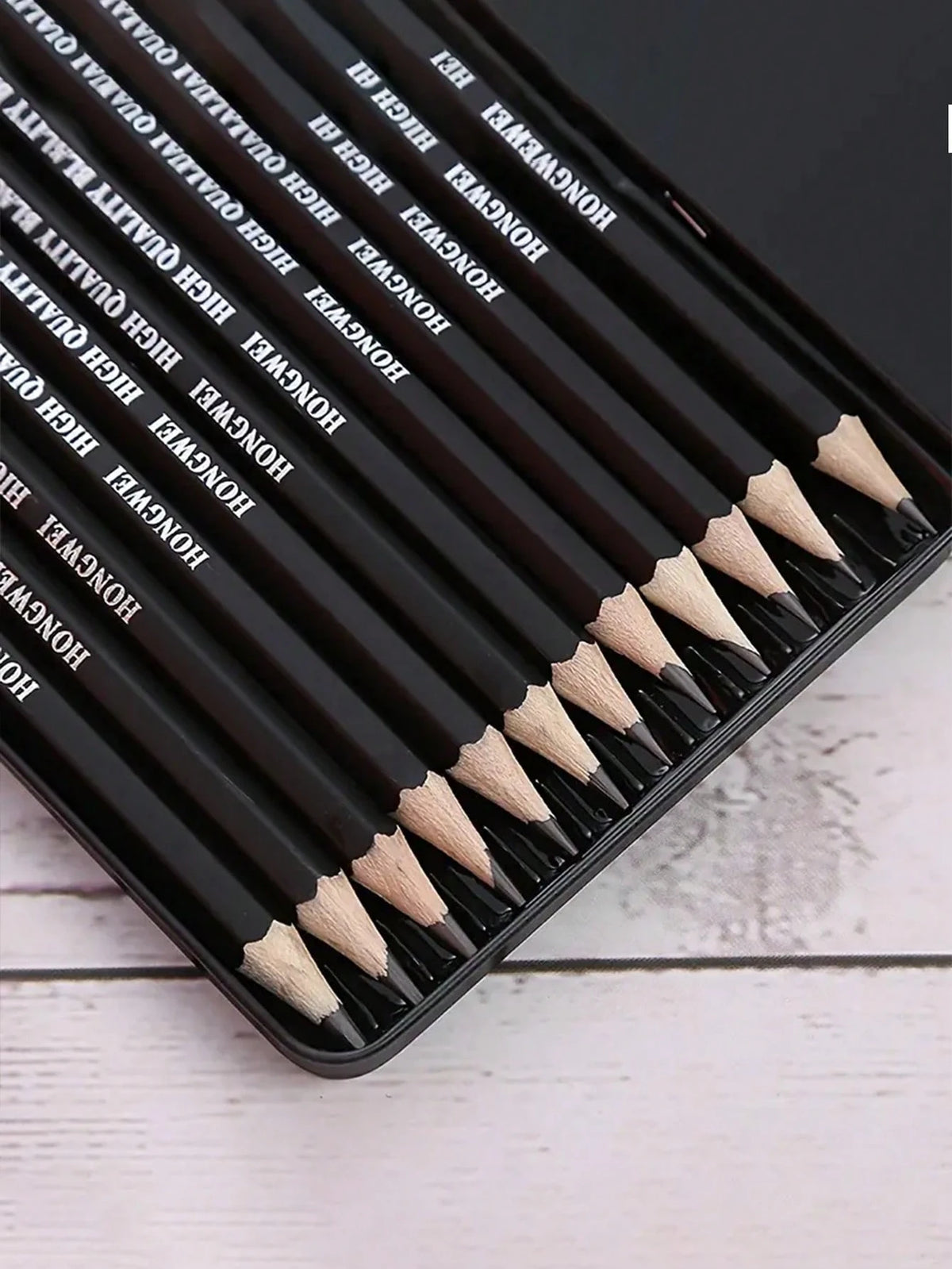 A Set Of 12 Sketching Pencils 2H HF HB B 2B-8B Cork Hexagonal Bar Sketching Pencils,Back To School,School Supplies