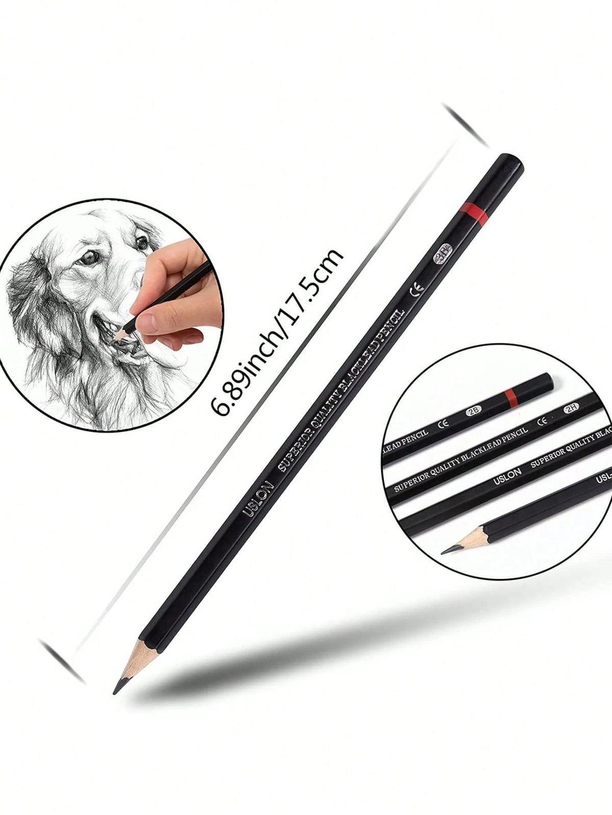 A Set Of 12 Sketching Pencils 2H HF HB B 2B-8B Cork Hexagonal Bar Sketching Pencils,Back To School,School Supplies