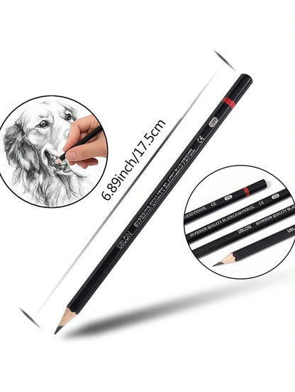 A Set Of 12 Sketching Pencils 2H HF HB B 2B-8B Cork Hexagonal Bar Sketching Pencils,Back To School,School Supplies