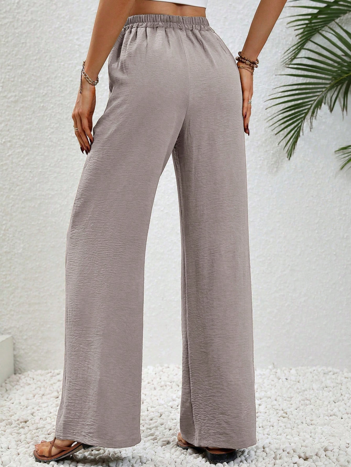Aalyst Women's Plain Simple Style Belted 7/9 Length Pants For Daily Wear Fall Cloth For Women