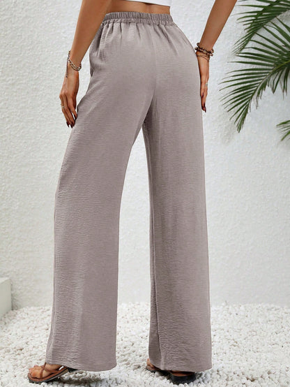 Aalyst Women's Plain Simple Style Belted 7/9 Length Pants For Daily Wear Fall Cloth For Women