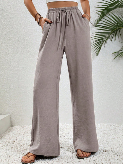Aalyst Women's Plain Simple Style Belted 7/9 Length Pants For Daily Wear Fall Cloth For Women