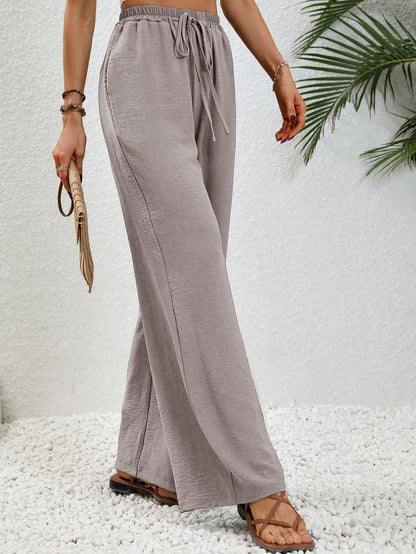 Aalyst Women's Plain Simple Style Belted 7/9 Length Pants For Daily Wear Fall Cloth For Women