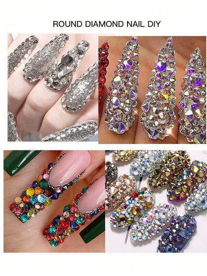 AB Crystal Nail Art Rhinestone Set- Multi-Size Flat Gems With Tweezers And Pen, Suitable For DIY Nail Decoration, Odorless, Nail Jewelry Nails Nail Supplies Nail Charms