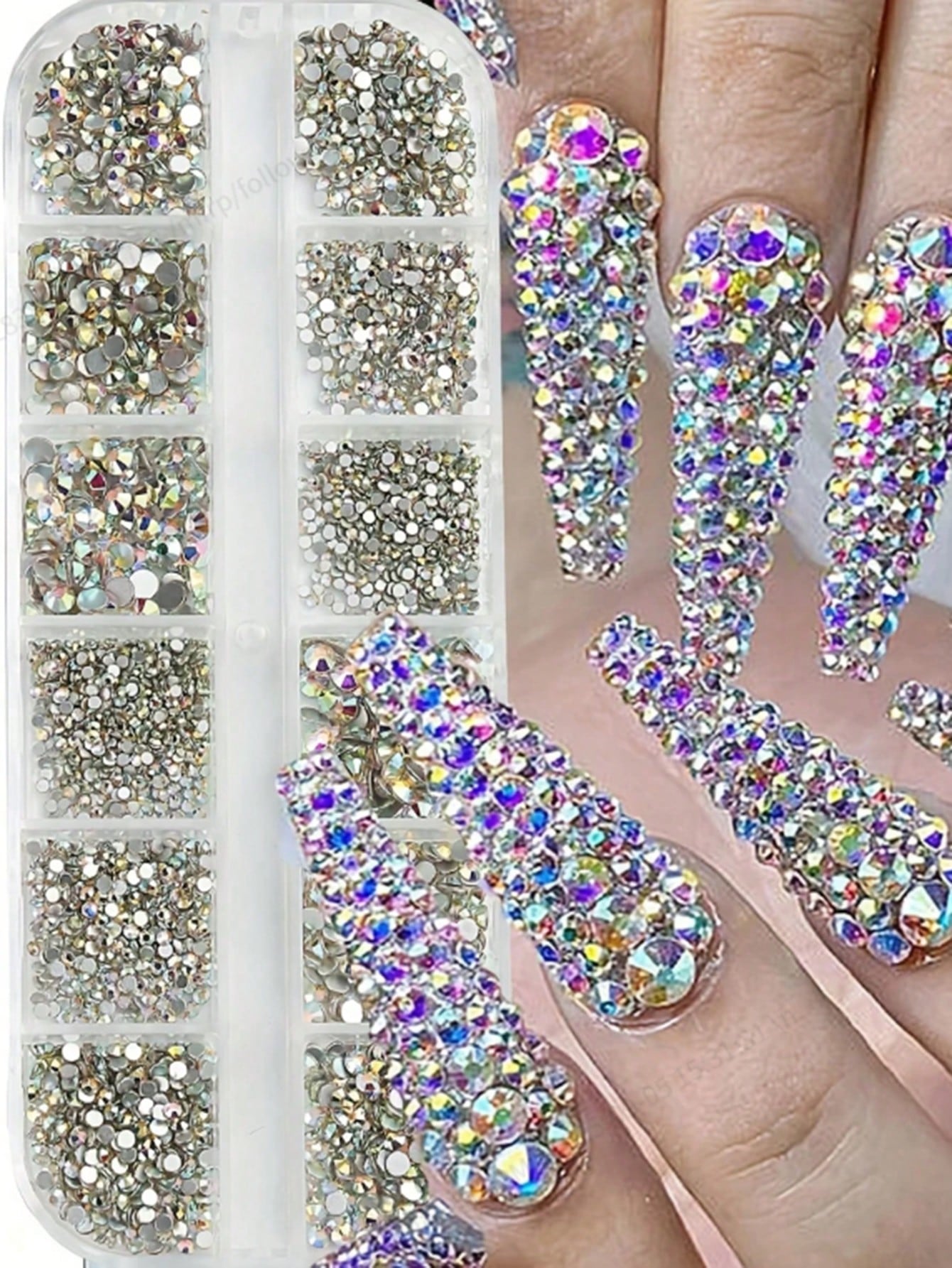 AB Crystal Nail Art Rhinestone Set- Multi-Size Flat Gems With Tweezers And Pen, Suitable For DIY Nail Decoration, Odorless, Nail Jewelry Nails Nail Supplies Nail Charms