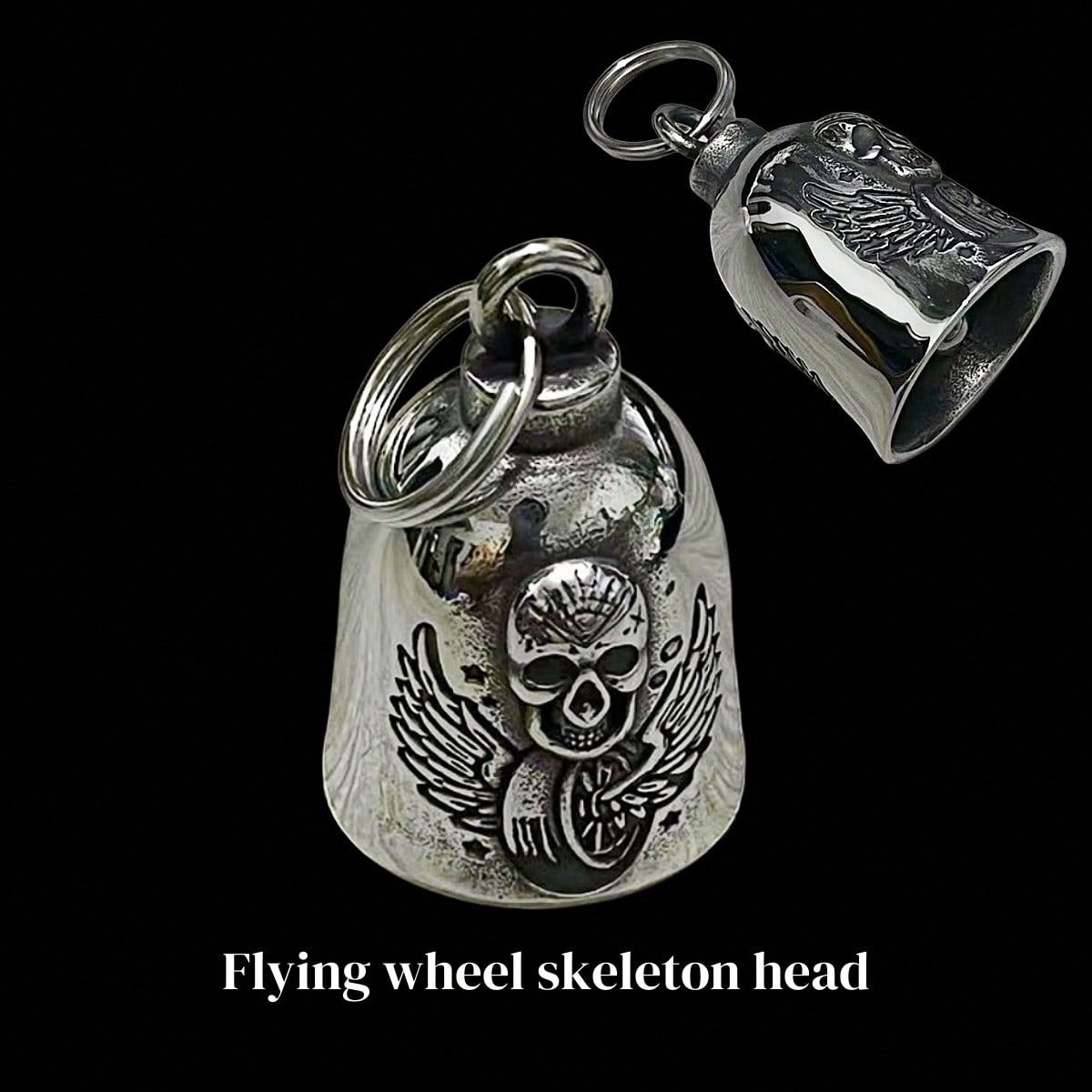 AD 1pc Motorcycle Bell For Men & Women, Bicycle Bell Accessory, Riding Safety Protection Gear, Motorcycle Angel Bell, Evil-Warding Bell, Retro Punk Motorcycle, Stainless Steel Lucky Riding Bell