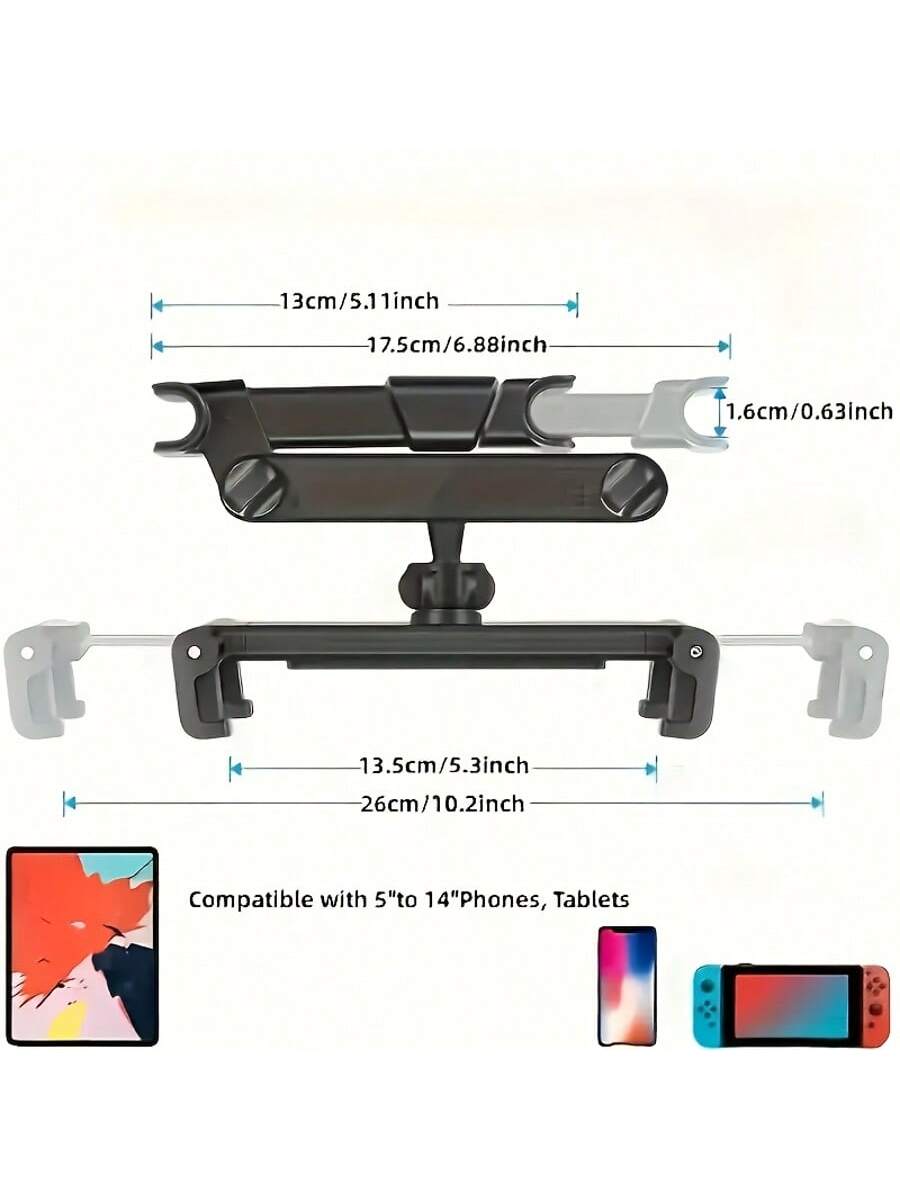 Adjustable Car Headrest Tablet Mount Holder- Car Back Seat Tablet Holder For 4.7-11 Inch Tablets, Essential For Children Road Trips