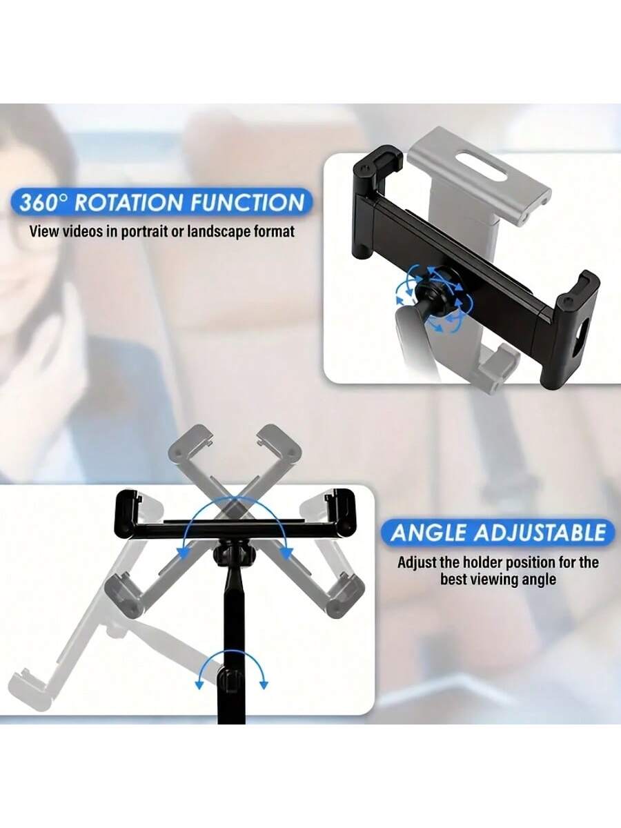 Adjustable Car Headrest Tablet Mount Holder- Car Back Seat Tablet Holder For 4.7-11 Inch Tablets, Essential For Children Road Trips