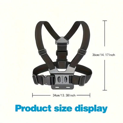 Adjustable Chest Mount Phone Holder Harness, Action Camera- Black Soft Pouch Design, Suitable For Cycling, Kayaking, Fishing, Skateboarding POV/VLOG Recording, Adventure Gear