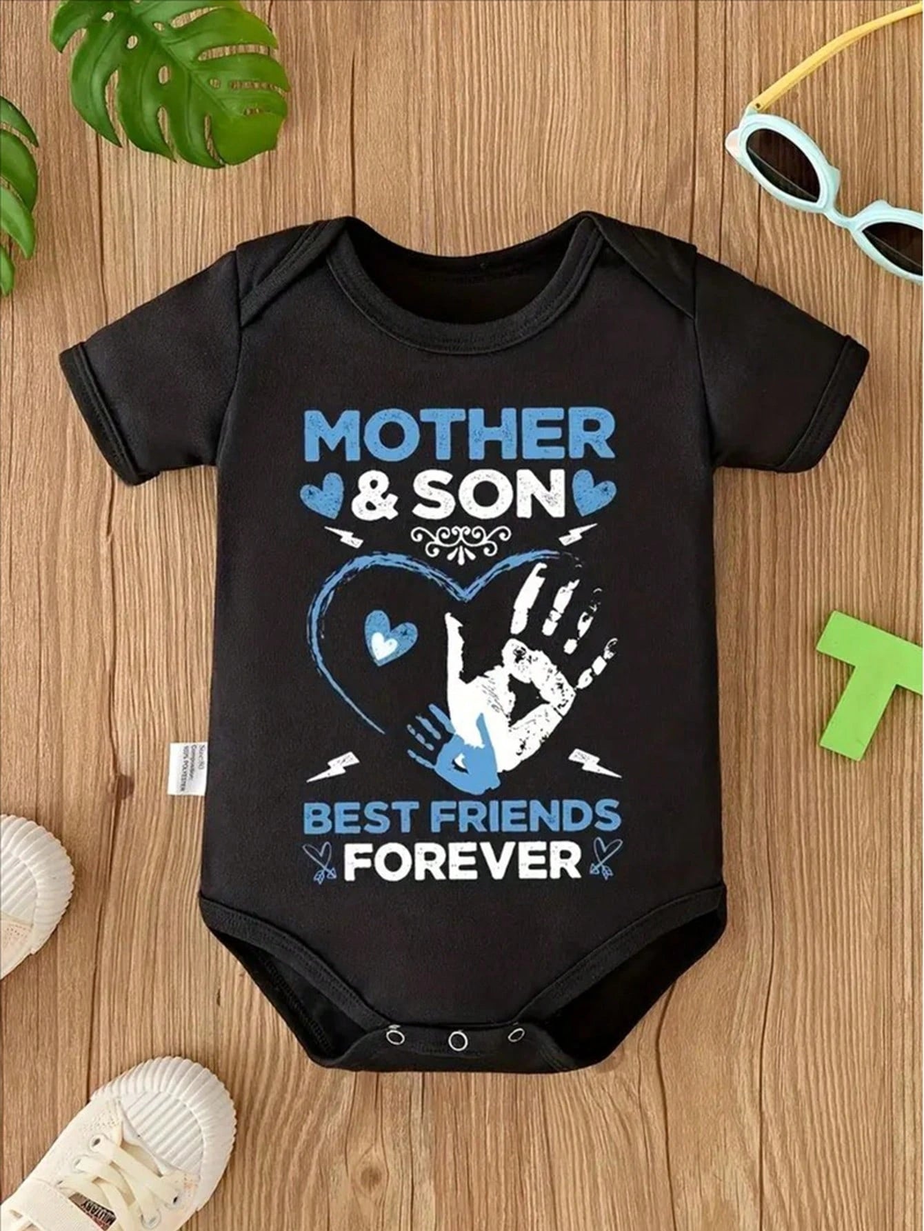 [Adorable Romper] Adorable Summer Romper For Newborns| Soft Cotton, Short Sleeve, Round Neck- Perfect Gift, Perfect For Outdoor, Mother & Son Best Friends Forever Bodysuit