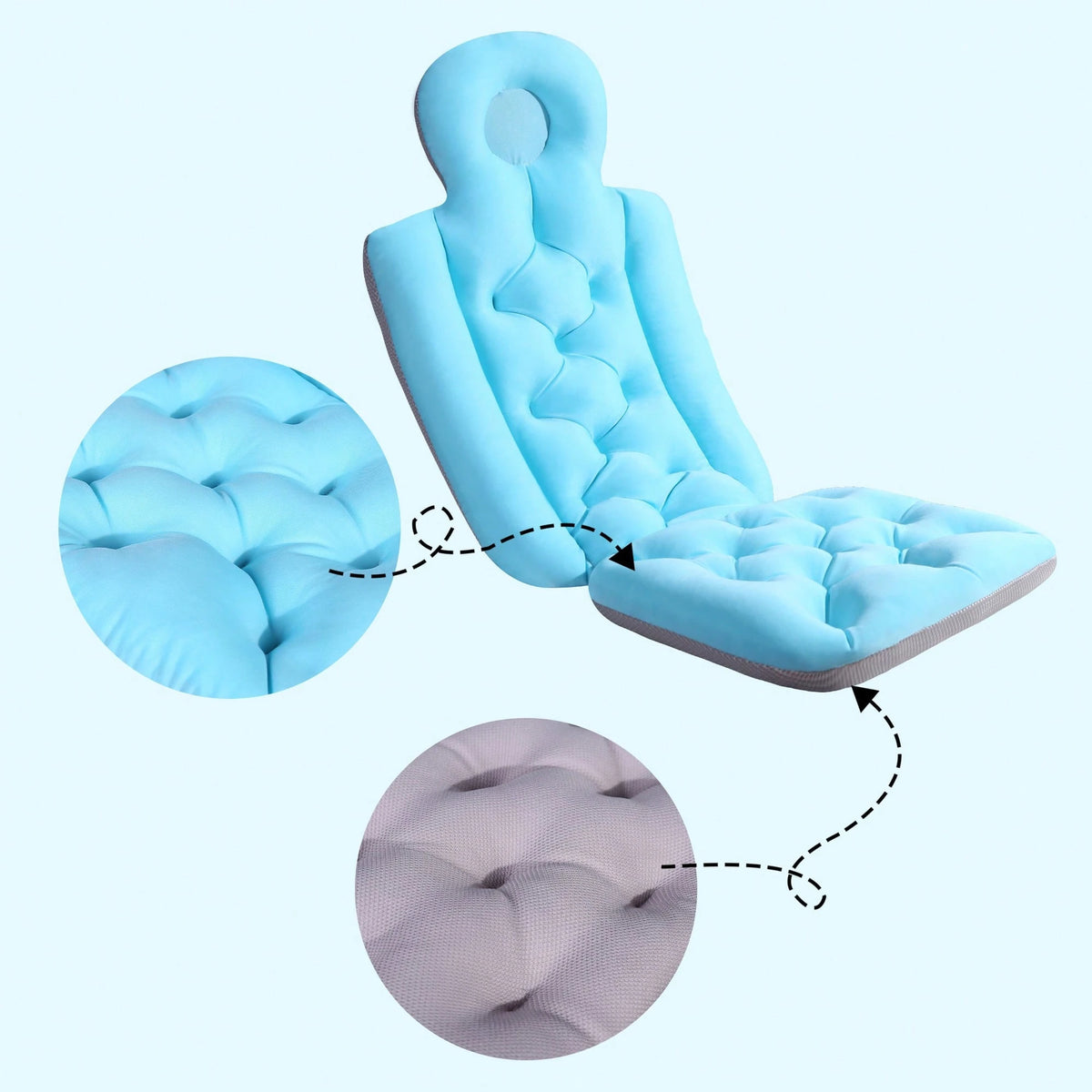 Adult Bath Pillow For Bathtub, Full Body Mat Quick Dry Ergonomic Headrest Cushion