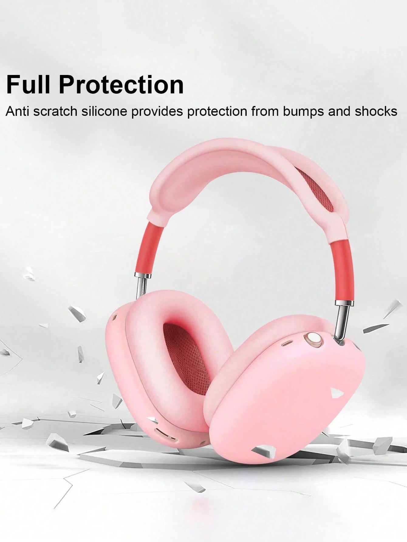 Airpods Max Headphones Protective Case, Solid Color Soft Silicone Shell, 3-Piece Earphone Case Set, AirPods Max Bluetooth Headphone Protective Cover (Headphones Not Included)