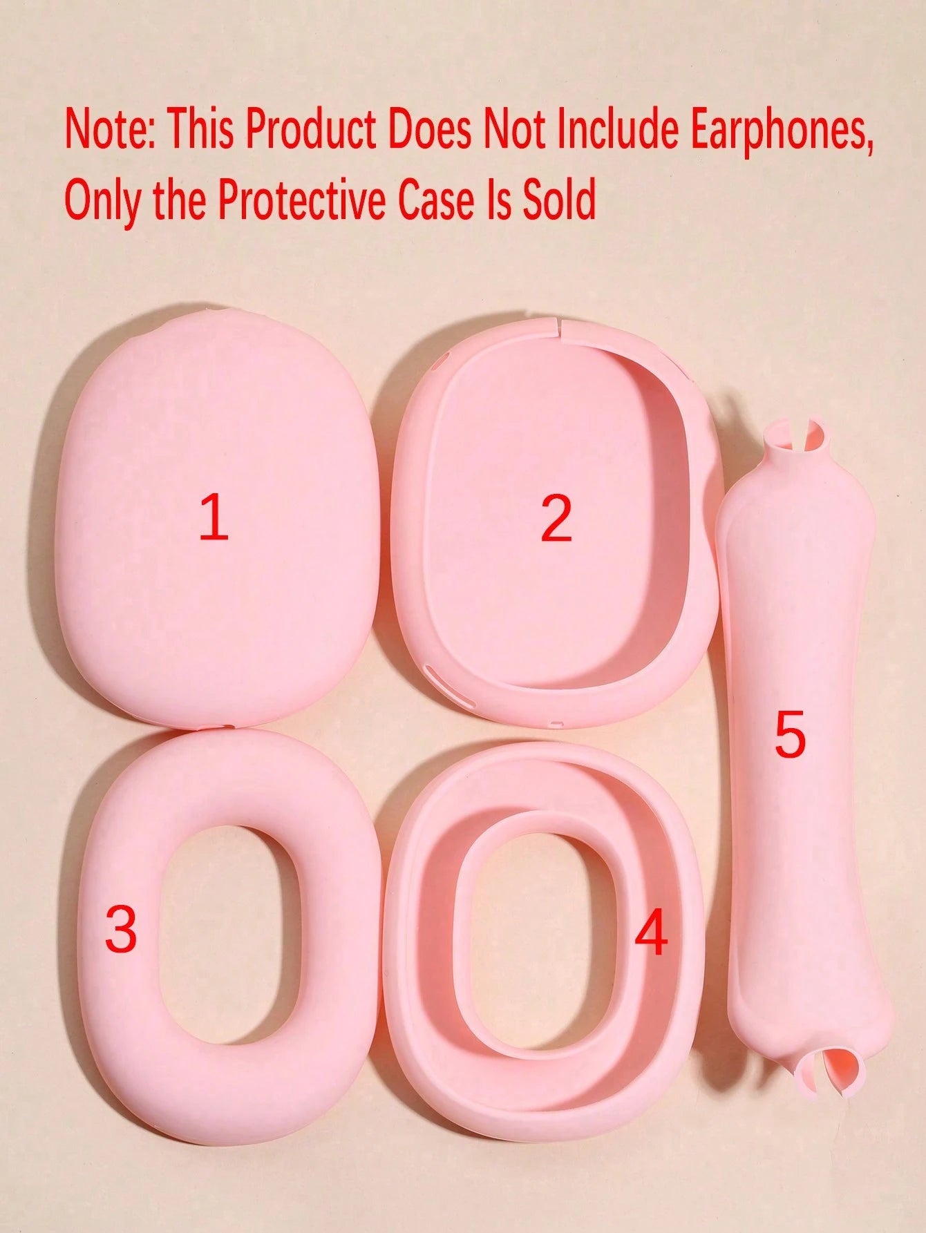 Airpods Max Headphones Protective Case, Solid Color Soft Silicone Shell, 3-Piece Earphone Case Set, AirPods Max Bluetooth Headphone Protective Cover (Headphones Not Included)