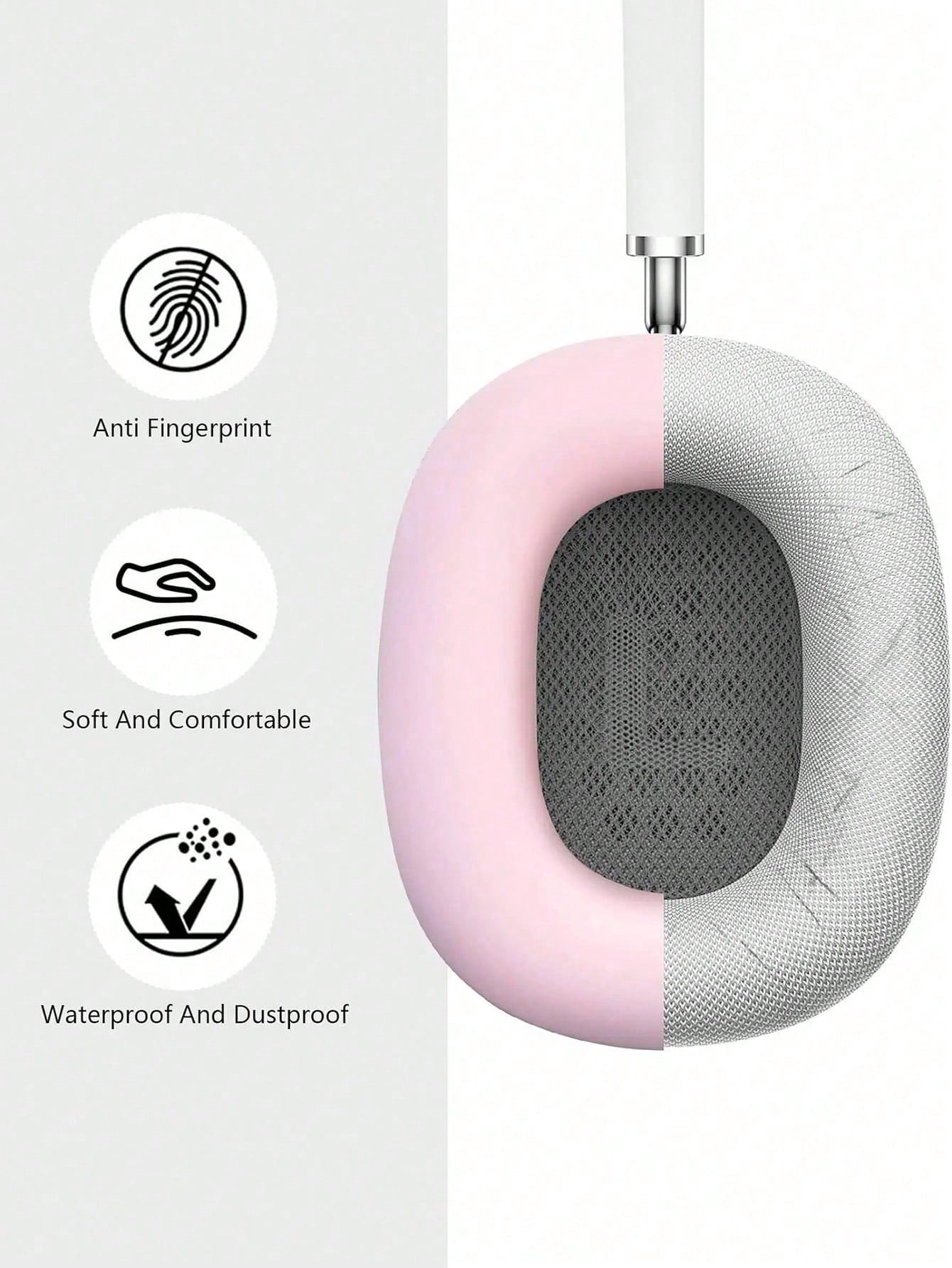 Airpods Max Headphones Protective Case, Solid Color Soft Silicone Shell, 3-Piece Earphone Case Set, AirPods Max Bluetooth Headphone Protective Cover (Headphones Not Included)