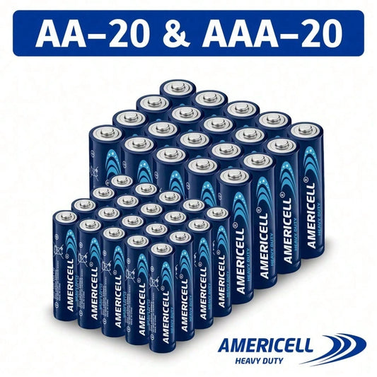 AMERICELL 40 Pcs AA & AAA Combo Pack Batteries,AMERICELL 1.5V Carbon Battery, Suitable For Keyboards, Clocks, Remote Controls, Toys, Flashlights, Razors, Alarm Clocks, Disposable Battery, Non-Recharg