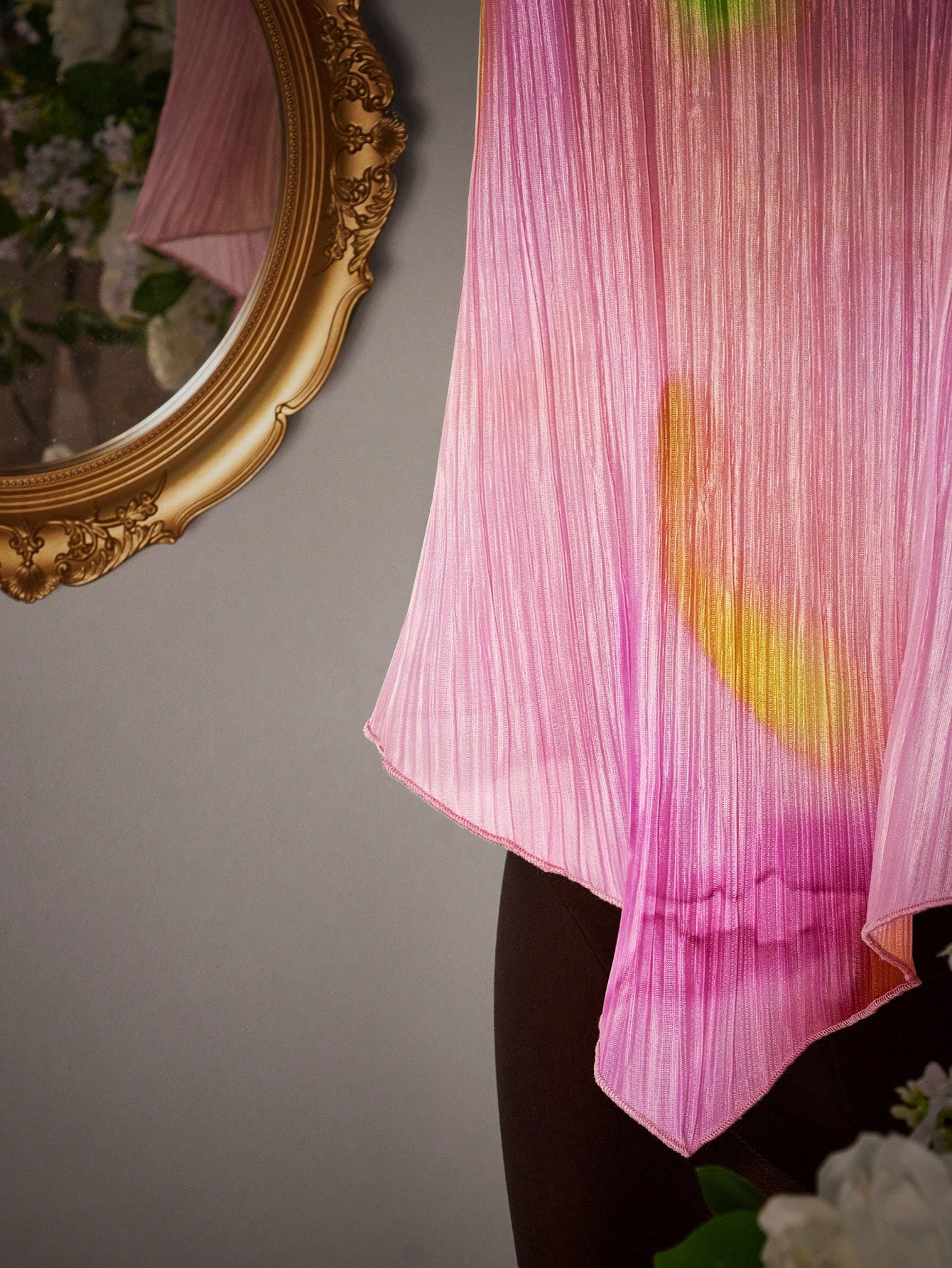 Amplova Pink Pleated Asymmetric Hem Tank Top Party Vacation Summer Sexy