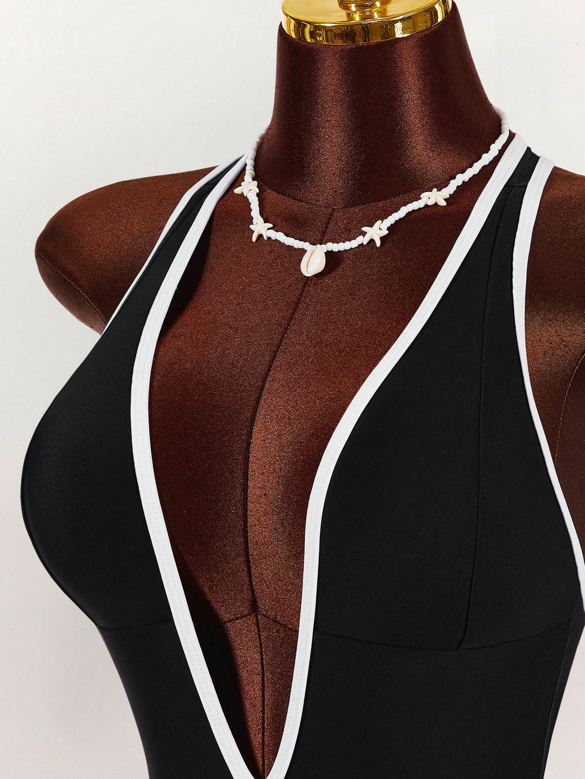 Amplova Women's Sexy Monochrome One Piece Swimsuit, Deep V-Neck Backless Bowknot Design, Sophisticated Look Suitable For Valentine's Day