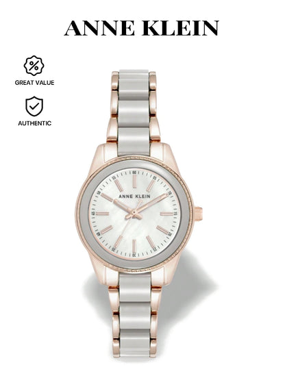 Anne Klein Rose Gold Tone Link Bracelet Women's Watch Crystal Bezel Dainty #AK/3212TPRG Quartz Movement Daily Watches For Women Stainless Steel Watch Jewelry