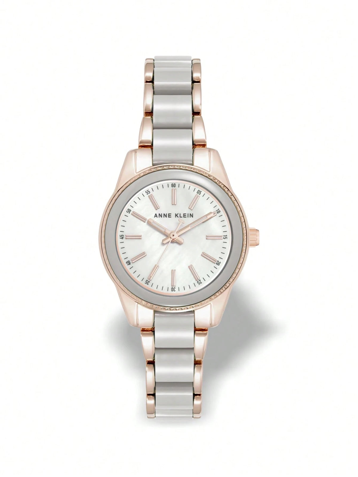 Anne Klein Rose Gold Tone Link Bracelet Women's Watch Crystal Bezel Dainty #AK/3212TPRG Quartz Movement Daily Watches For Women Stainless Steel Watch Jewelry