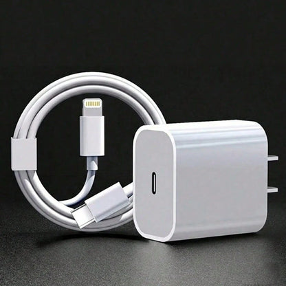 Apple Fast Charging Kit 20W USB-C Fast Charging Adapter + 3.3FT/100CM Long High-Efficiency Data Transfer Charging Cable USB-C To Lightning, Compatible With IPhone 14 13 12 Series Portable Charger Set
