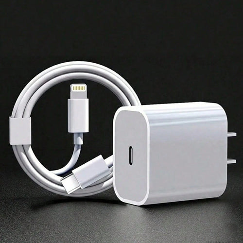 Apple Fast Charging Kit 20W USB-C Fast Charging Adapter + 3.3FT/100CM Long High-Efficiency Data Transfer Charging Cable USB-C To Lightning, Compatible With IPhone 14 13 12 Series Portable Charger Set